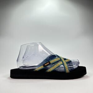 Teva Olowahu Black Flower Loom Comfortable Summer Sandals 6840 Women's Size 7